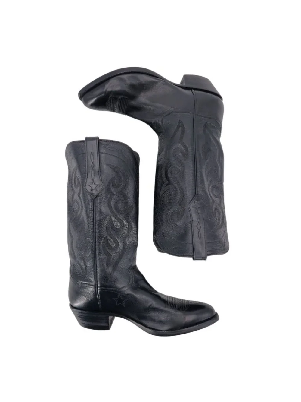 J.B. Hill Mens Size 10EE Wide Black Leather Cowboy Western Boots Handmade Texas - Picture 7 of 16